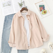 Load image into Gallery viewer, Corduroy Shirts Womens Tops And Blouses Long Sleeve Spring Ladies Solid Loose Boyfriend Style Shirt
