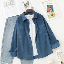 Load image into Gallery viewer, Corduroy Shirts Womens Tops And Blouses Long Sleeve Spring Ladies Solid Loose Boyfriend Style Shirt