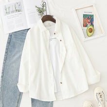 Load image into Gallery viewer, Corduroy Shirts Womens Tops And Blouses Long Sleeve Spring Ladies Solid Loose Boyfriend Style Shirt