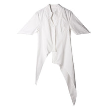 Load image into Gallery viewer, [EAM] Women Asymmetrical Split Joint Long Blouse New V-collar Half Sleeve Loose Fit Shirt Fashion Spring Summer 2020 1S54300
